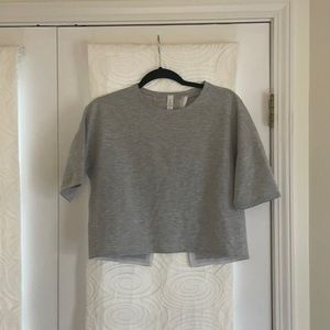 Lulu lemon grey boxy crop top with open back